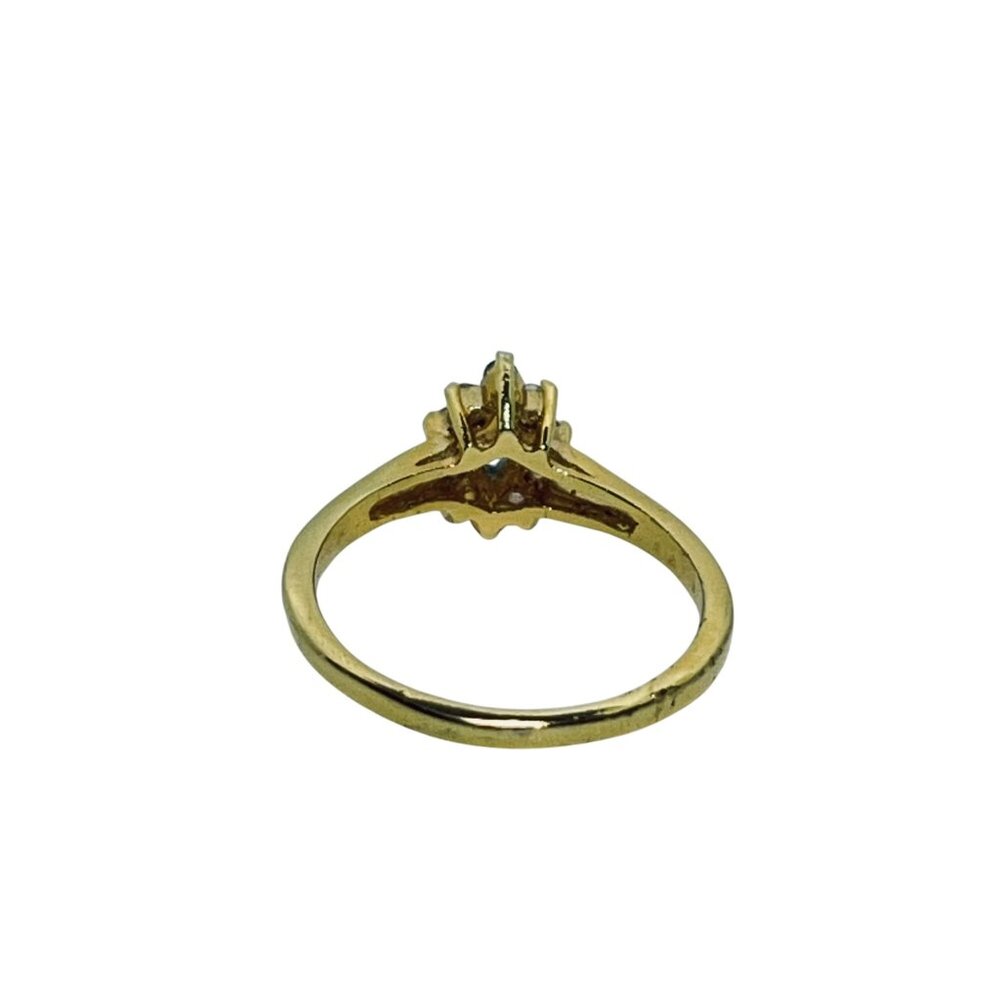 Vintage Gold Tone With Blue And Clear Rhinestones Statement Ring (R390) - Picture 4 of 6